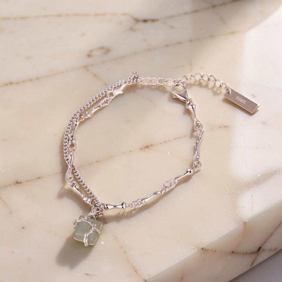 ATELIER-TIBET – Bracelet Aventurine – Fleur de Sérénité, Argent