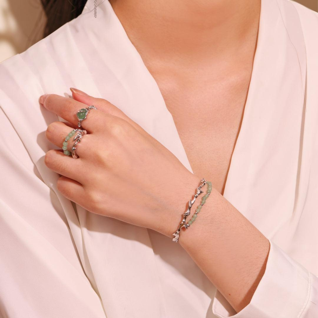 ATELIER-TIBET – Bracelet Aventurine – Force du Bambou, Argent