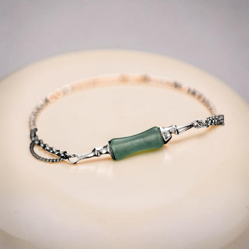 ATELIER-TIBET – Bracelet Bambou Aventurine – Douce Nature, Argent
