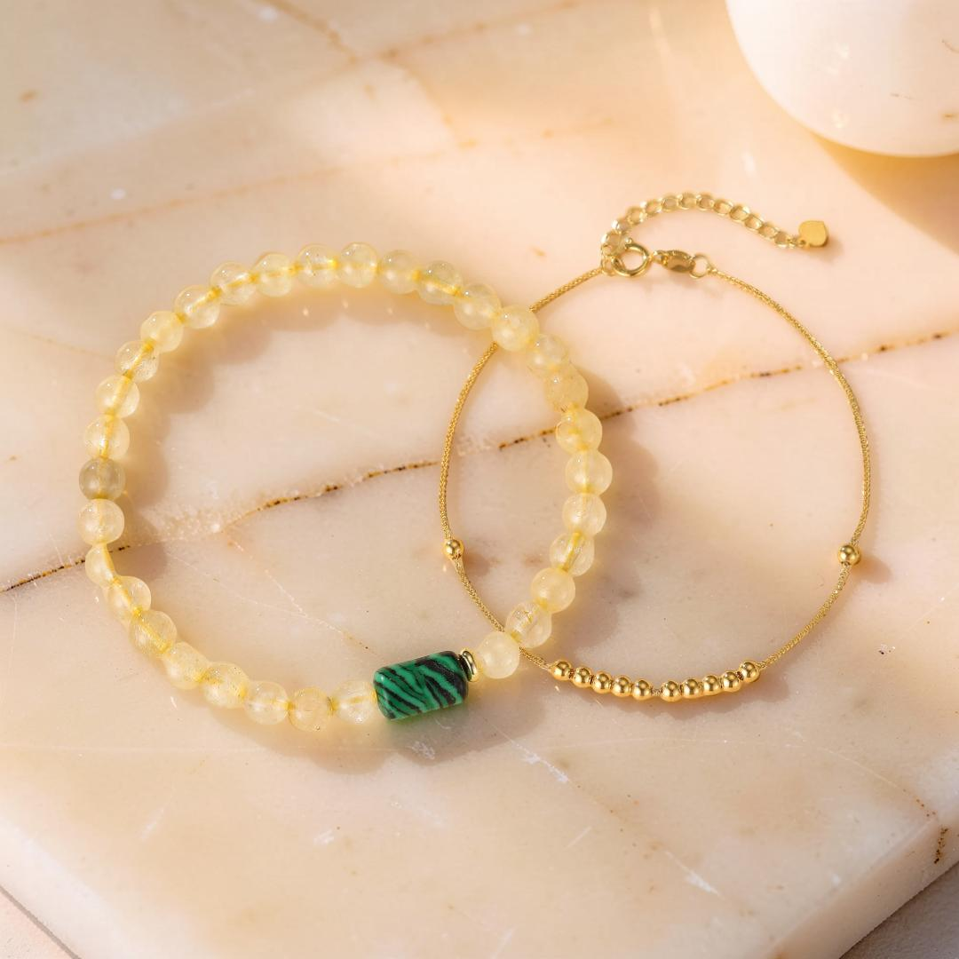 ATELIER-TIBET – Bracelet Citrine et Malachite – Équilibre Abondant