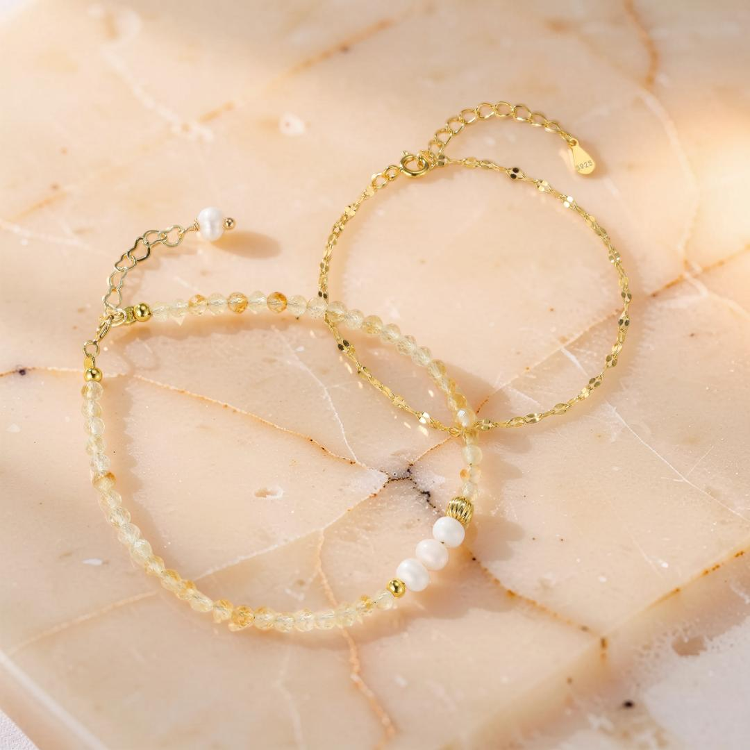 ATELIER-TIBET – Bracelet Citrine et Perle – Douceur Dorée