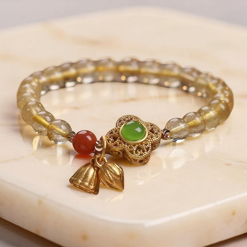 ATELIER-TIBET – Bracelet Citrine Lotus – Prospérité et Optimisme