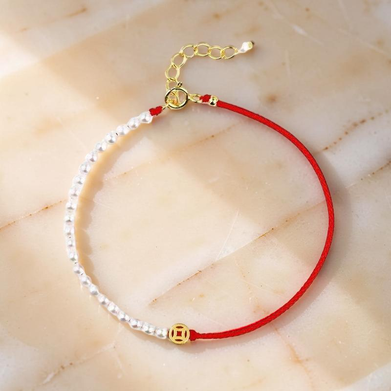 ATELIER-TIBET – Bracelet Cordon Rouge et Perles – Harmonie d'Abondance, Argent 925