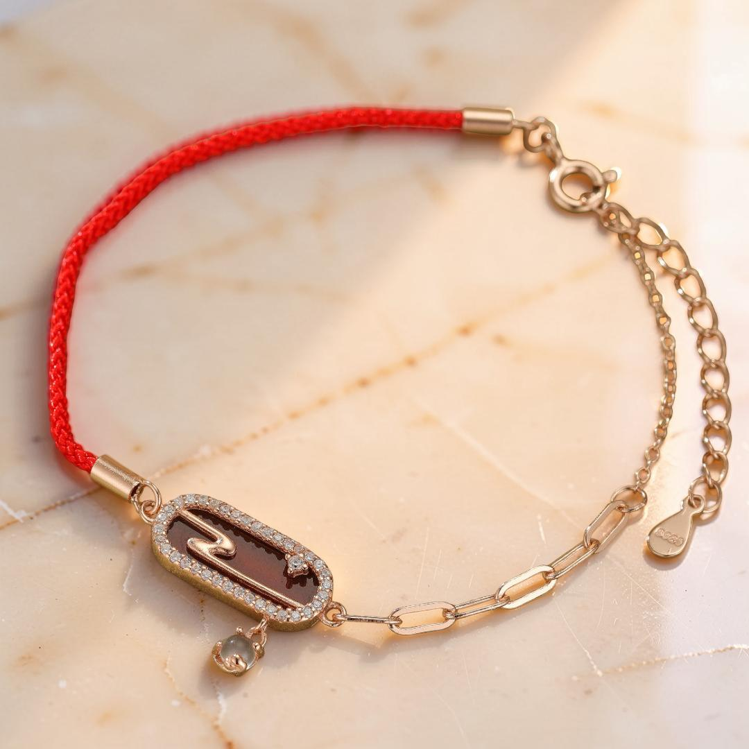 ATELIER-TIBET – Bracelet Cordon Rouge – Nuage Lunaire, Argent Plaqué Or