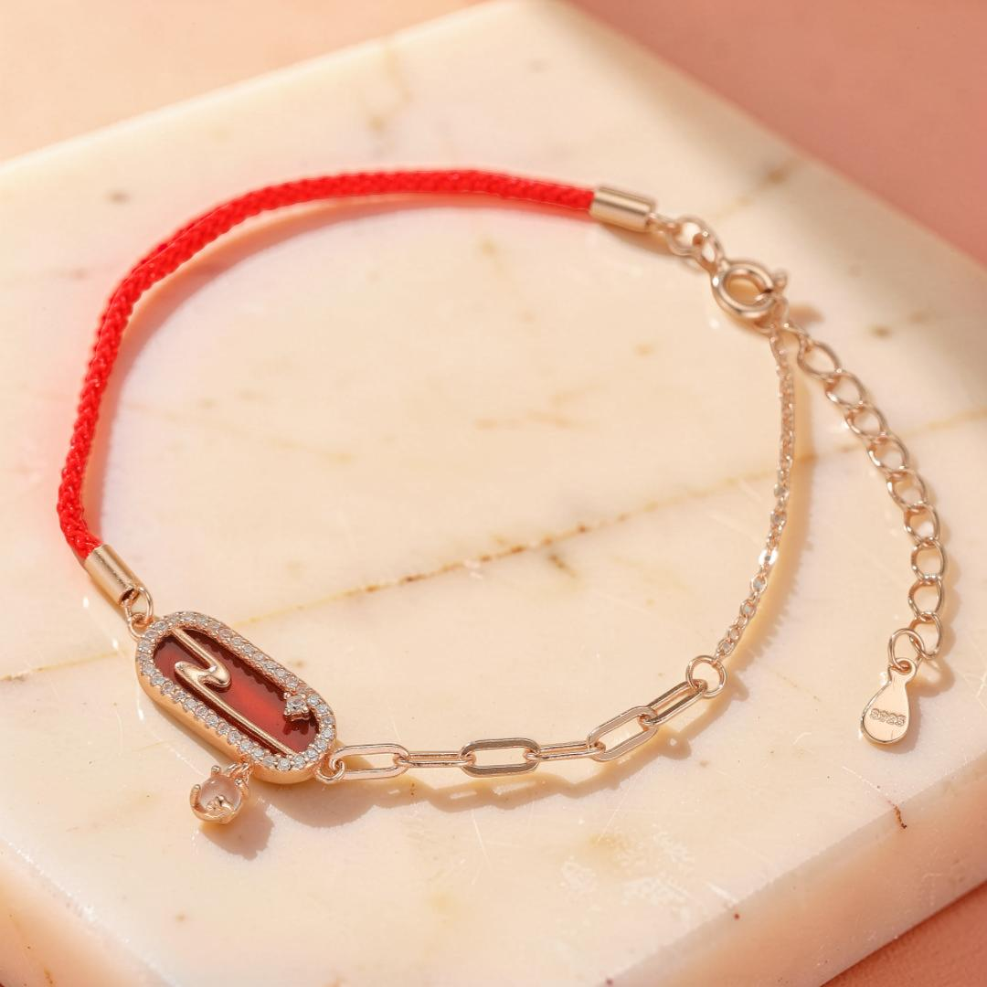 ATELIER-TIBET – Bracelet Cordon Rouge – Nuage Lunaire, Argent Plaqué Or