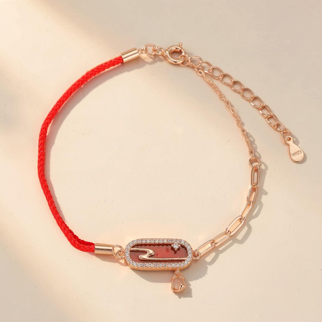 ATELIER-TIBET – Bracelet Cordon Rouge – Nuage Lunaire, Argent Plaqué Or