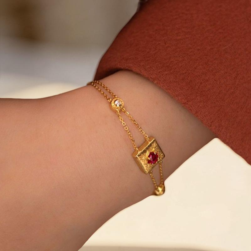 ATELIER-TIBET – Bracelet Cornaline – Joie de vivre, Argent Plaqué Or