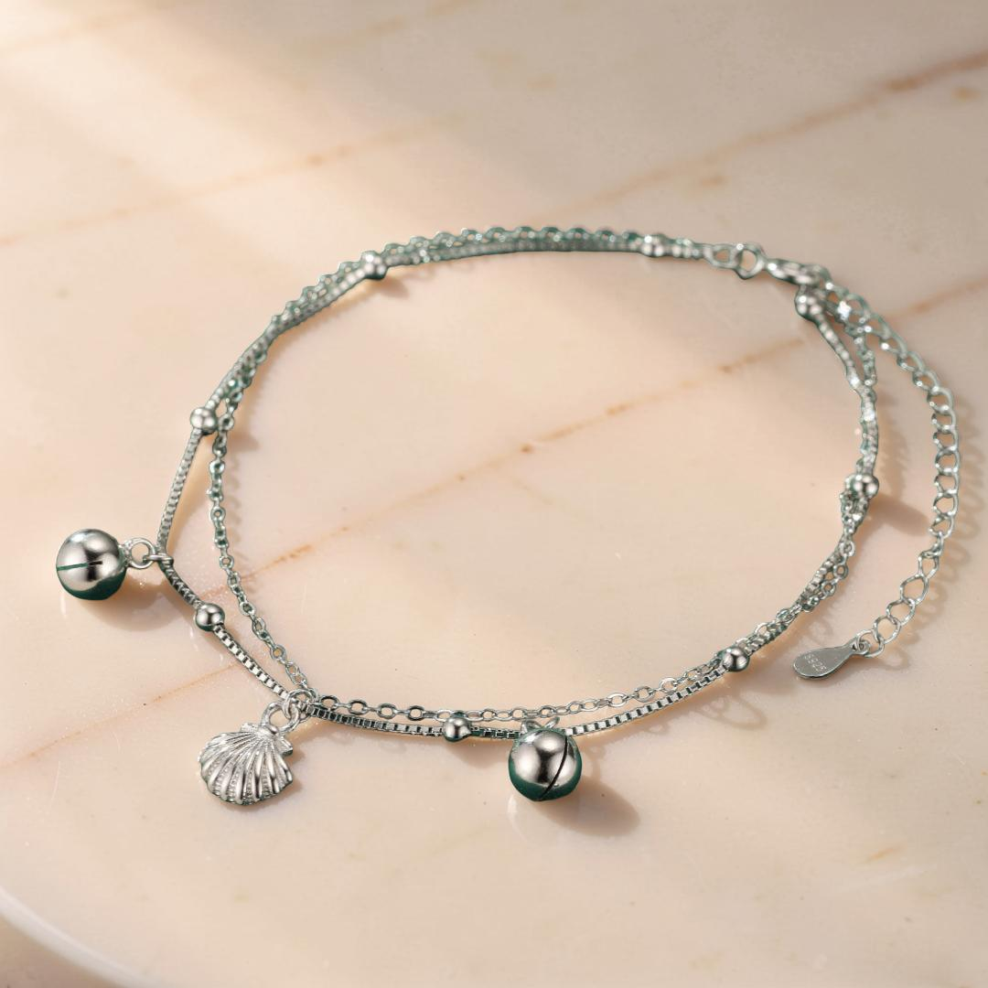ATELIER-TIBET – Bracelet de Cheville Coquillage – Évasion Marine, Argent 925