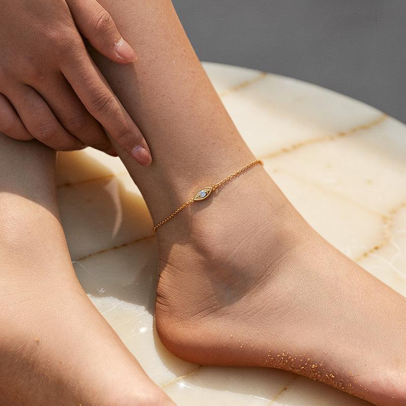 ATELIER-TIBET – Bracelet de Cheville Mauvais Œil – Aura d'Égypte, Plaqué Or