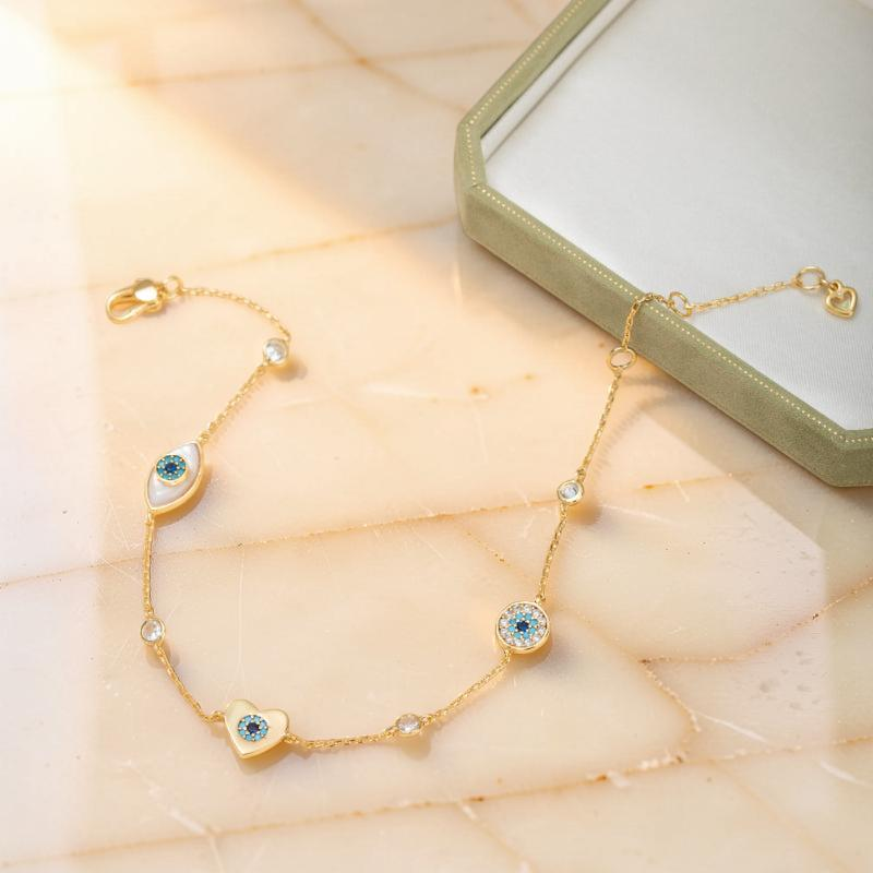 ATELIER-TIBET – Bracelet de Cheville Mauvais Œil – Danse Légère, Plaqué Or