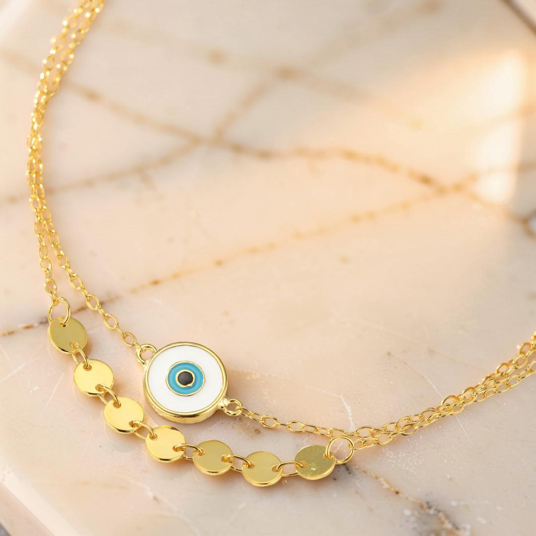 ATELIER-TIBET – Bracelet de Cheville Mauvais Œil – Regard Secret, Argent 925