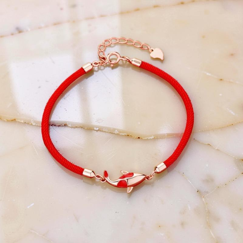 ATELIER-TIBET – Bracelet Carpe Koï Fil Rouge – Bonheur et Persévérance