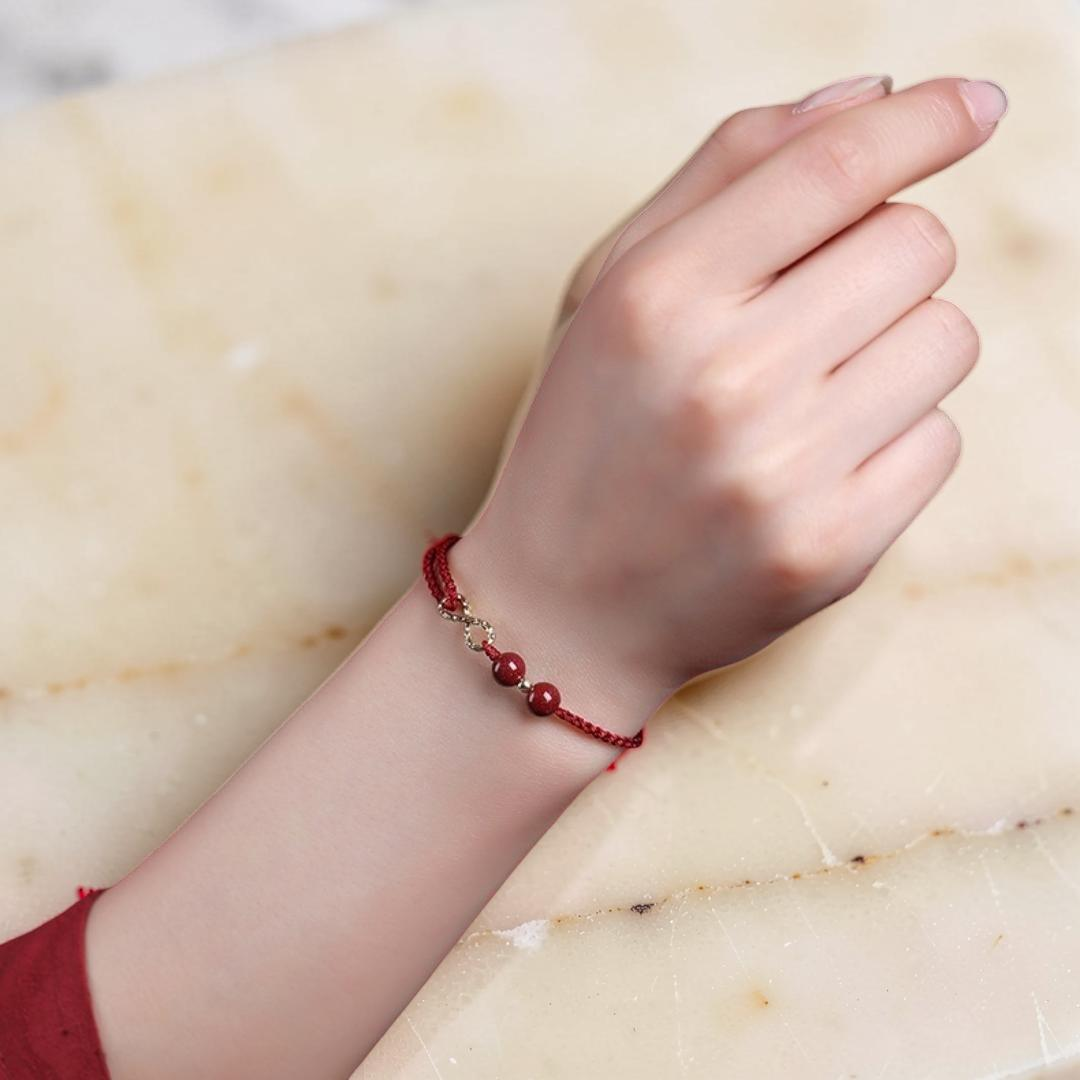 ATELIER-TIBET – Bracelet Fil Rouge – Bonheur Infini, Plaqué Or