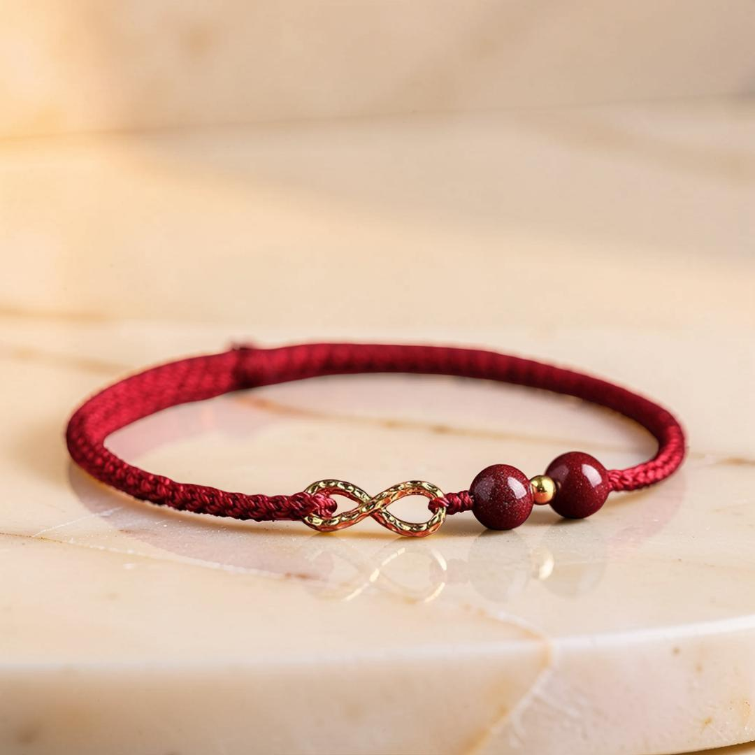 ATELIER-TIBET – Bracelet Fil Rouge – Bonheur Infini, Plaqué Or