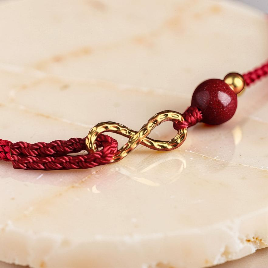 ATELIER-TIBET – Bracelet Fil Rouge – Bonheur Infini, Plaqué Or