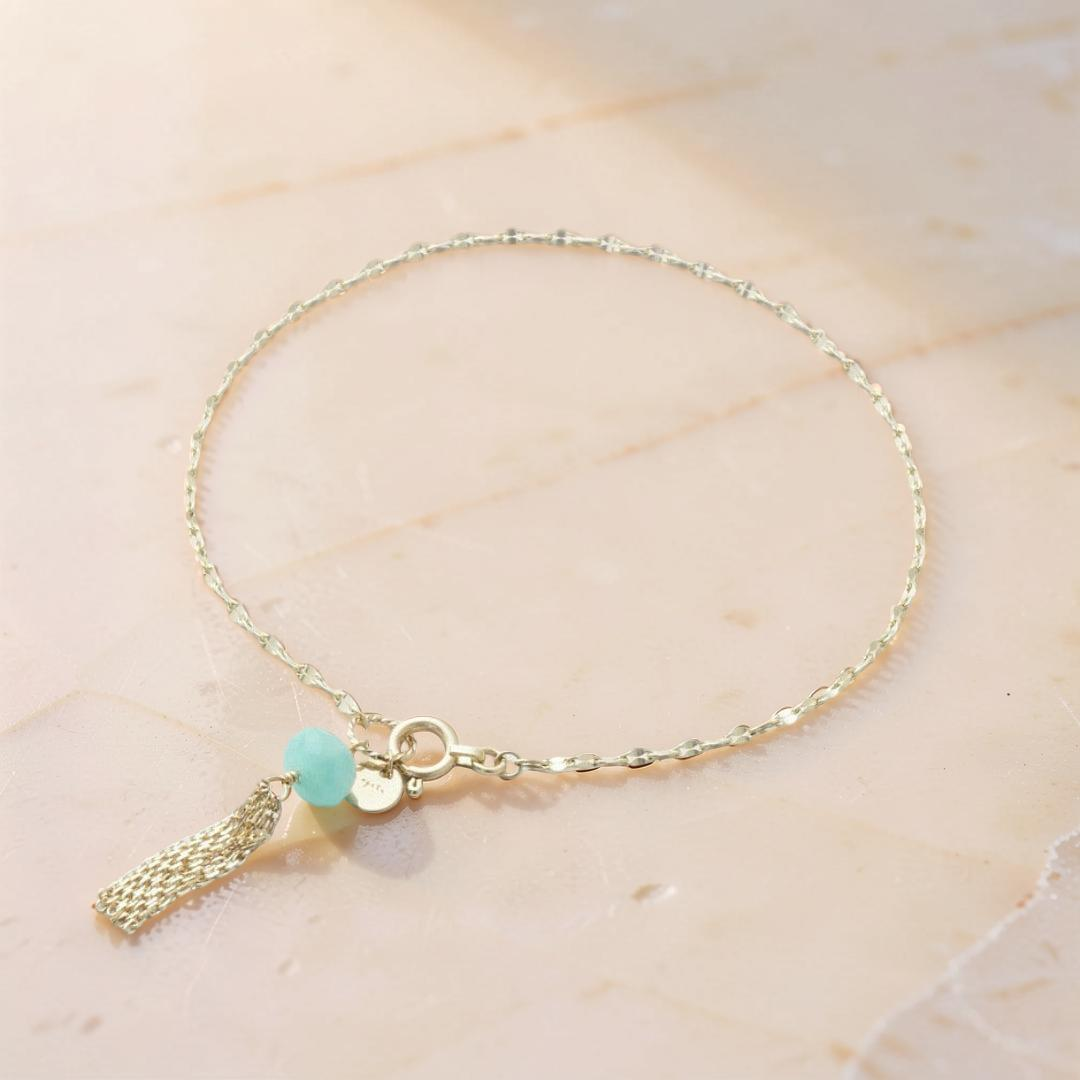 ATELIER-TIBET – Bracelet Fin en Amazonite, Lapis Lazuli ou Péridot – Petits Éclats