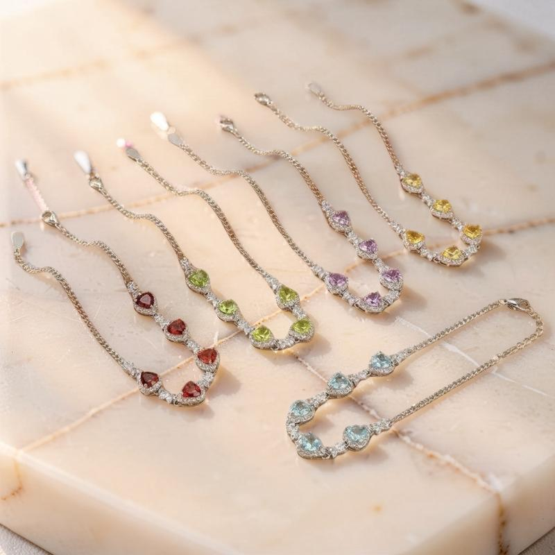 ATELIER-TIBET – Bracelet Grenat, Améthyste, Citrine, Topaze et Péridot – Aura Envoûtante, Argent