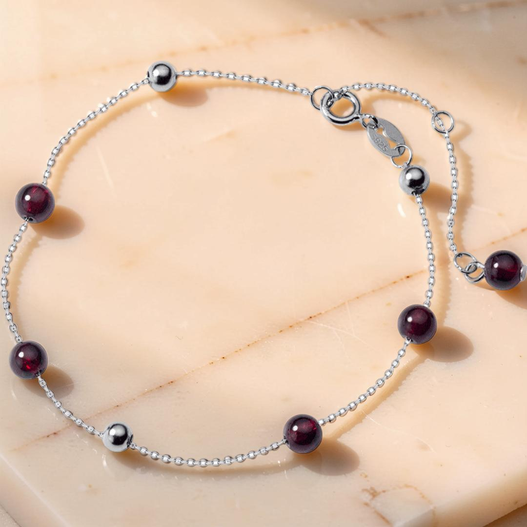 ATELIER-TIBET – Bracelet Grenat – Perles Célestes, Argent