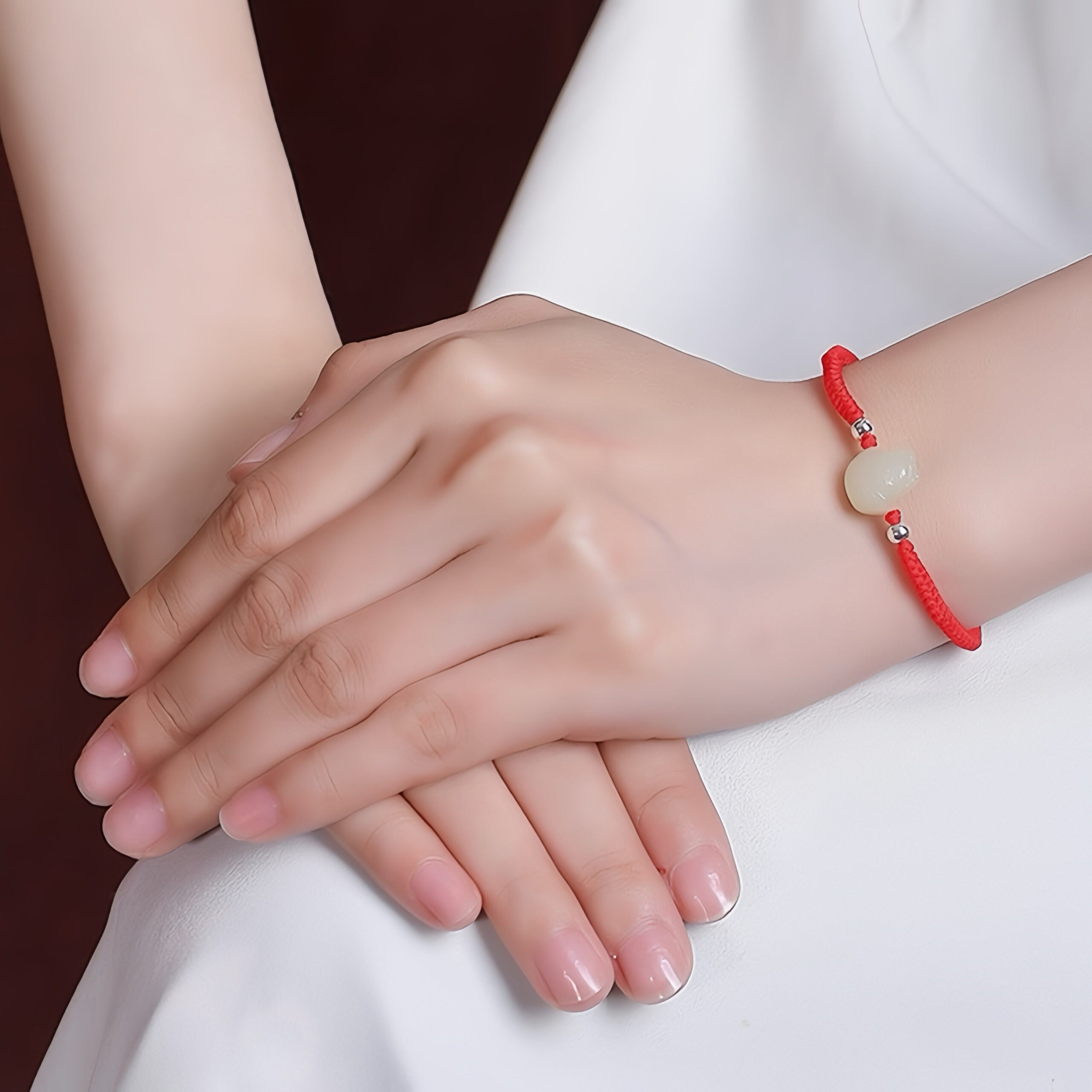 ATELIER-TIBET – Bracelet Jade – Bébé Dragon, Fil Rouge
