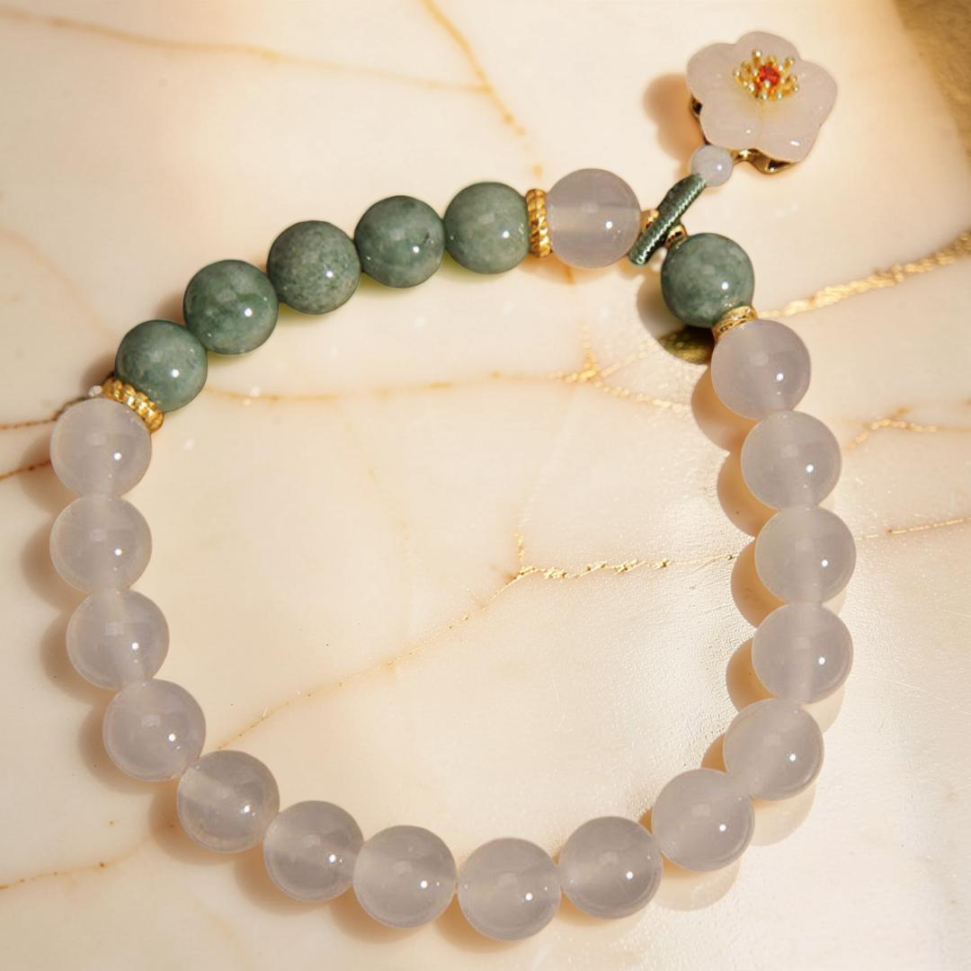 ATELIER-TIBET – Bracelet Jade et Agate – Douceur Cerise