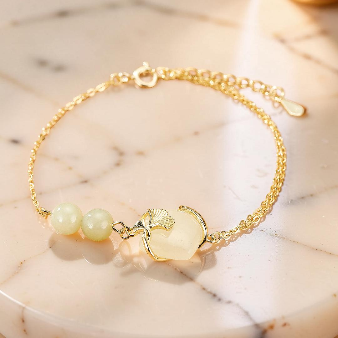 ATELIER-TIBET – Bracelet Jade – Éveil du Cœur, Argent Plaqué Or