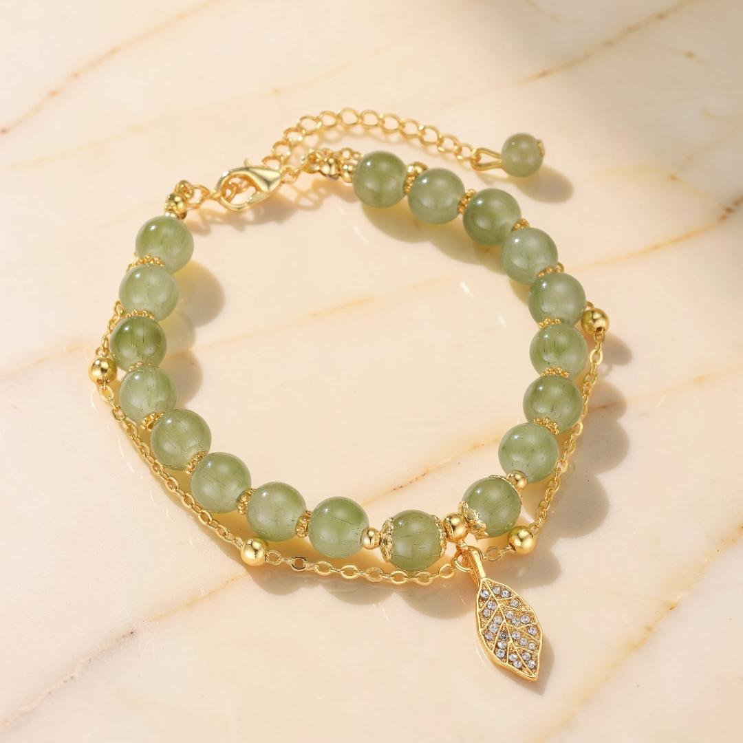 ATELIER-TIBET – Bracelet Jade – Feuillette d'Orée