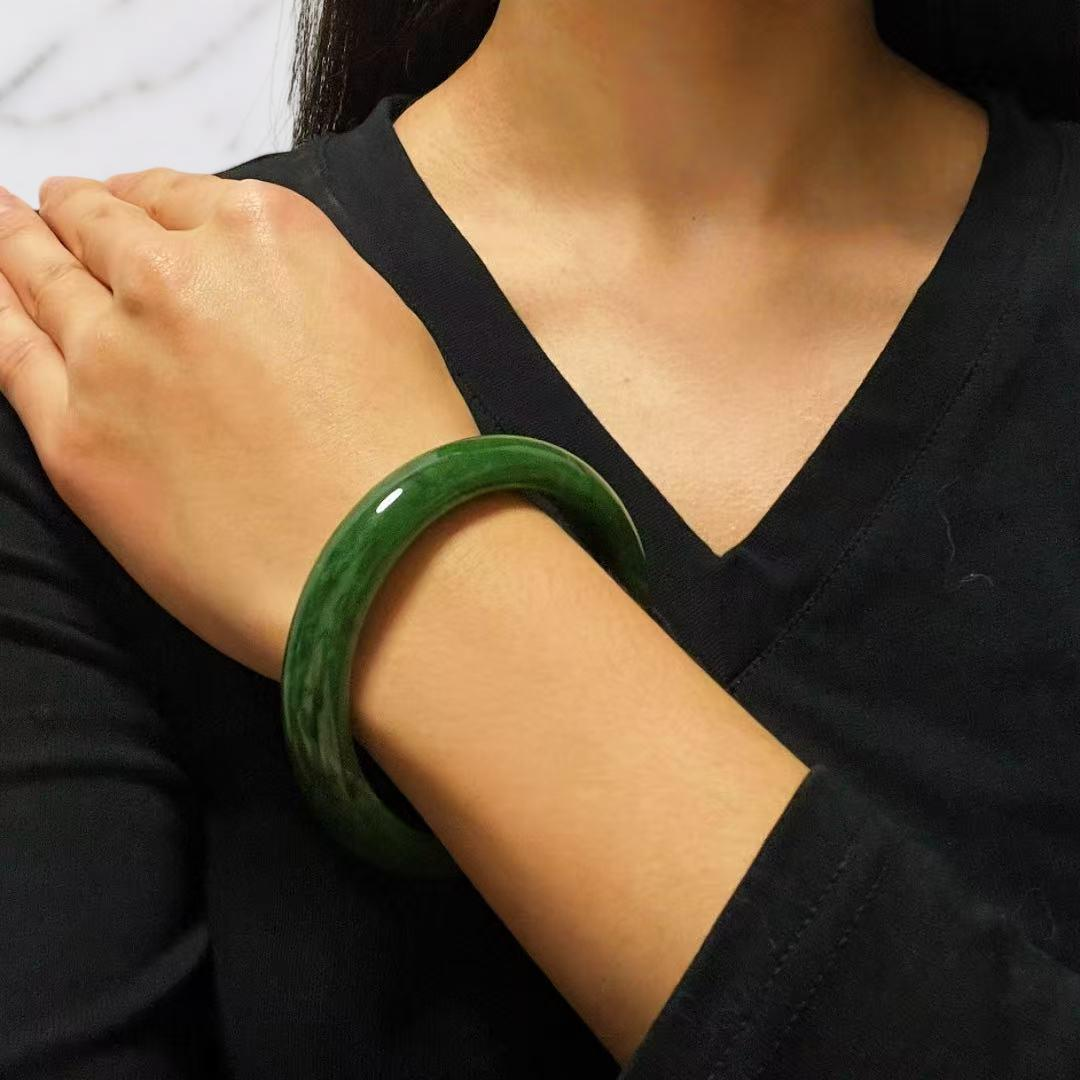 ATELIER-TIBET – Bracelet Jonc Jade – Vert Forêt