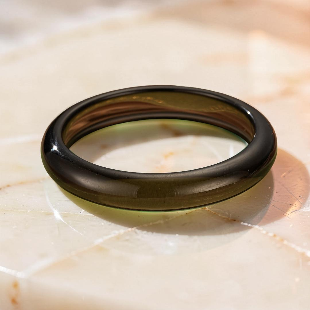 ATELIER-TIBET – Bracelet Jonc Obsidienne – Force Silencieuse