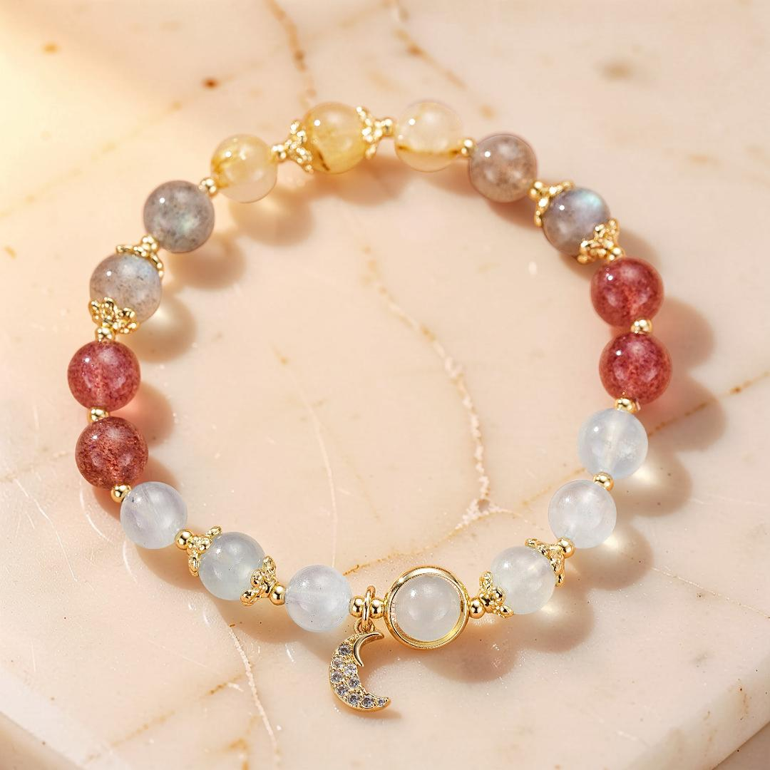 ATELIER-TIBET – Bracelet Labradorite et Aigue-Marine – Harmonie Lunaire