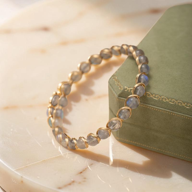 ATELIER-TIBET – Bracelet Labradorite – Lumière Intérieure, Argent Plaqué Or