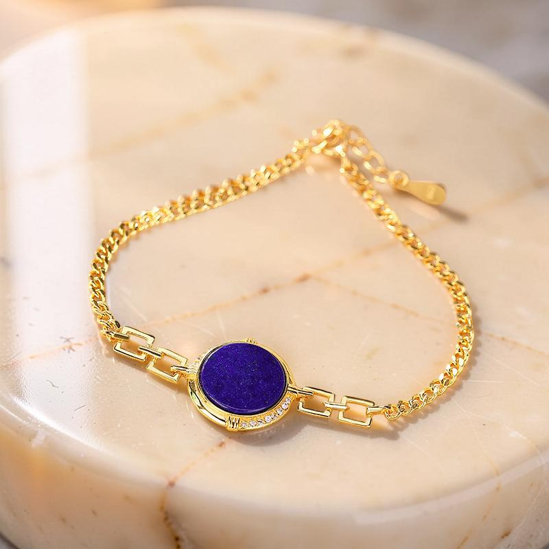 ATELIER-TIBET – Bracelet Lapis Lazuli – Mandala, Argent Plaqué Or