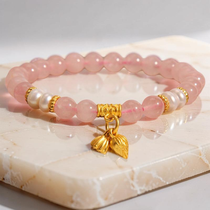 ATELIER-TIBET – Bracelet Lotus en Quartz Rose – Douceur Lotus
