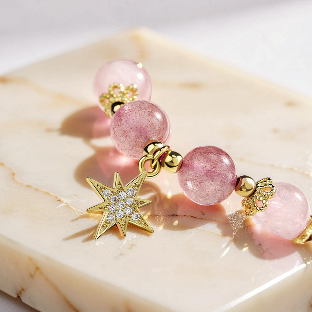 ATELIER-TIBET – Bracelet Lune et Étoile Quartz Fraise - Finesse