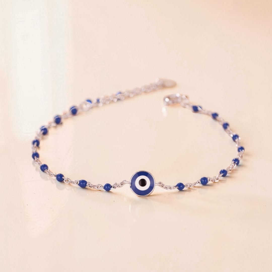 ATELIER-TIBET – Bracelet Mauvais Œil – Protection Azur, Argent 925