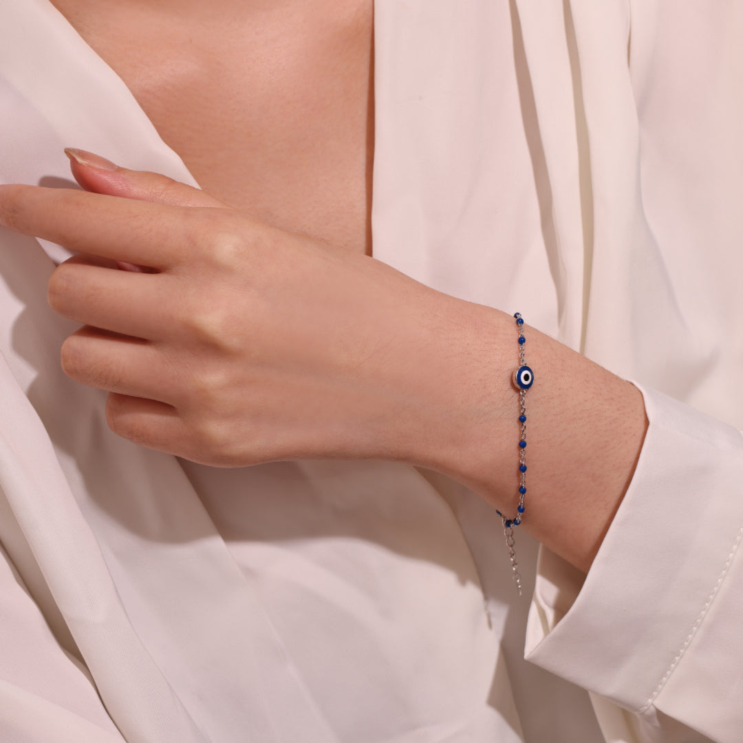 ATELIER-TIBET – Bracelet Mauvais Œil – Protection Azur, Argent 925