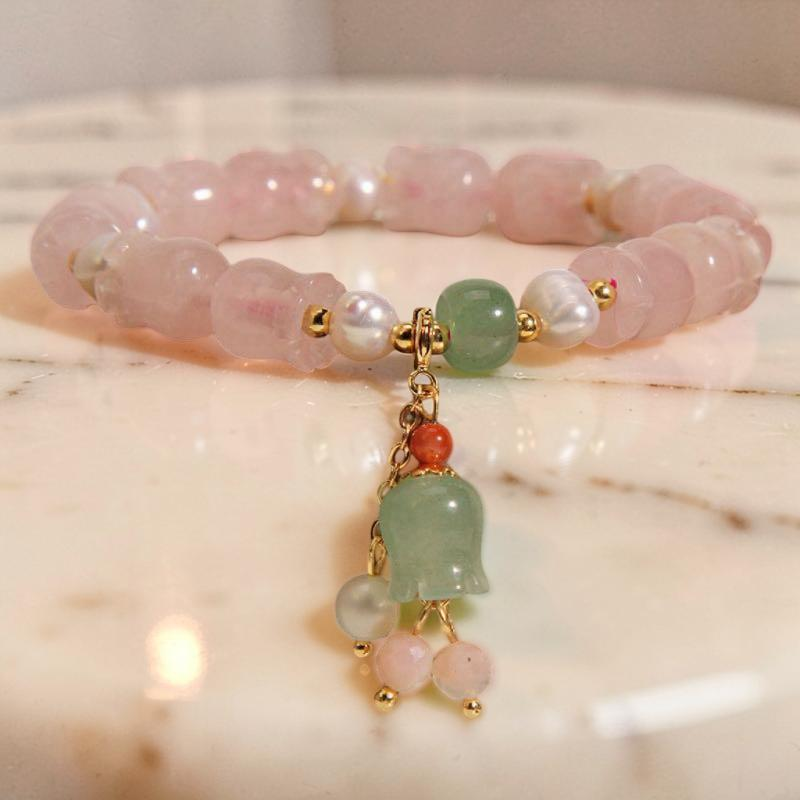 ATELIER-TIBET – Bracelet Muguet en Quartz Rose – Perle Divine