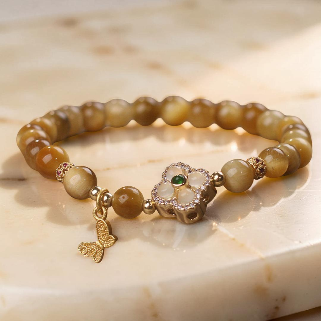 ATELIER-TIBET – Bracelet Œil de Tigre – Chance Papillon