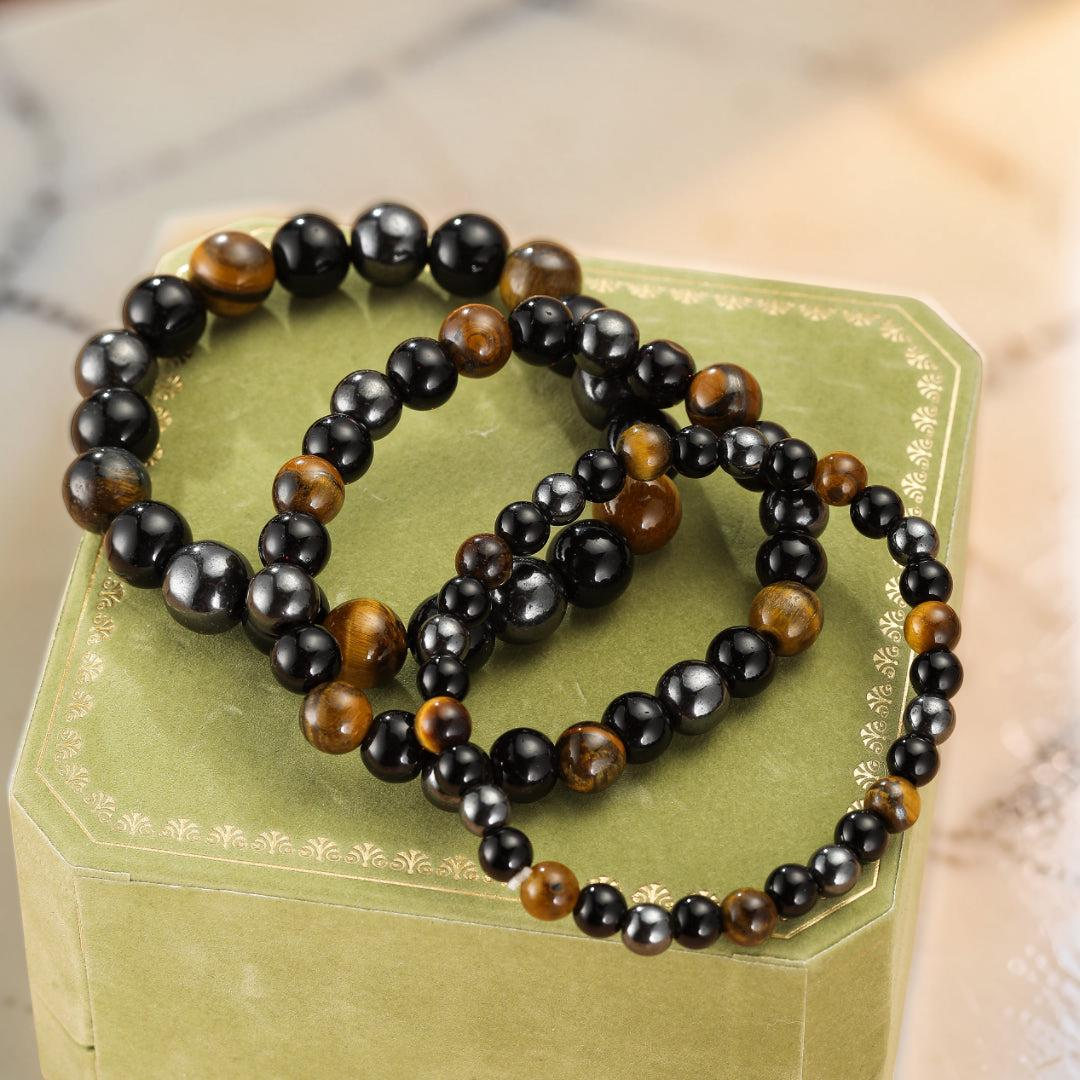 ATELIER-TIBET – Bracelet Œil de Tigre et Hématite – Force Intérieure