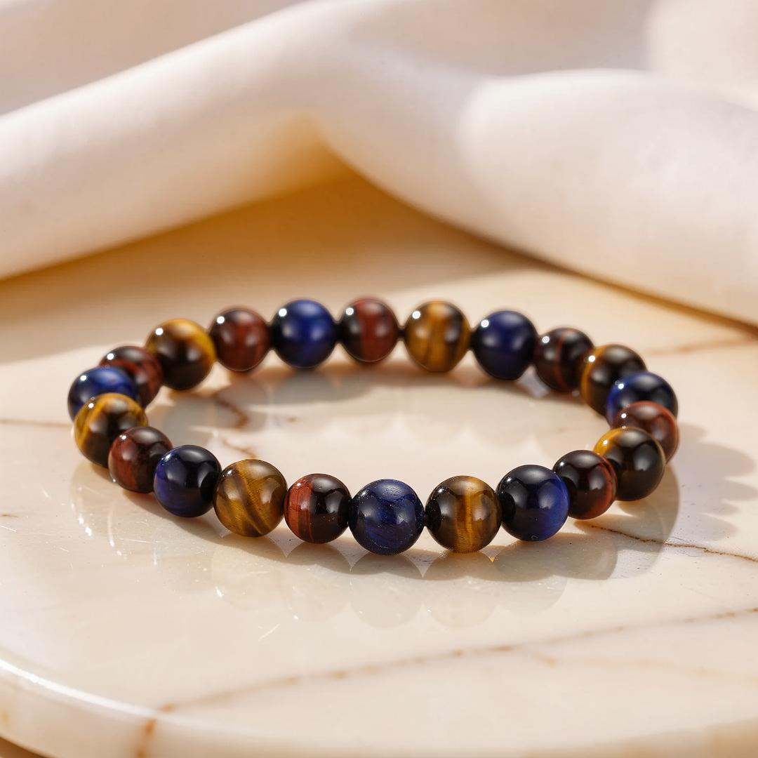 ATELIER-TIBET – Bracelet Œil de Tigre Multicolore – Équilibre Intérieur