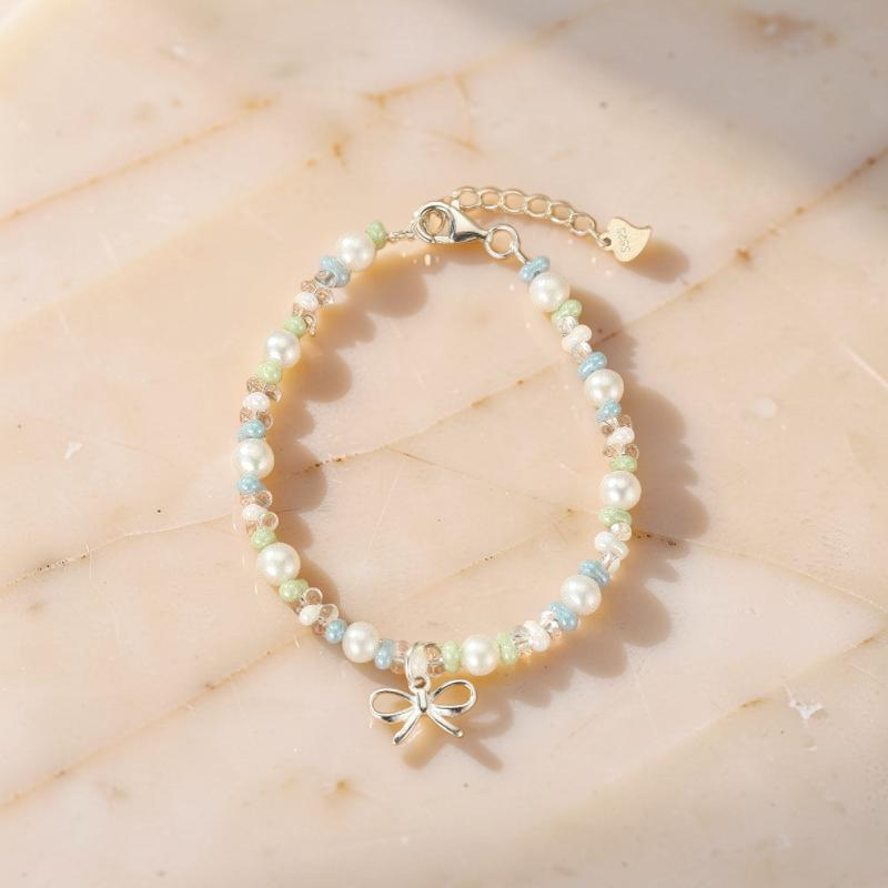 ATELIER-TIBET – Bracelet Perle, Cristal de Roche et Céramique – Danse des Ombres, Argent
