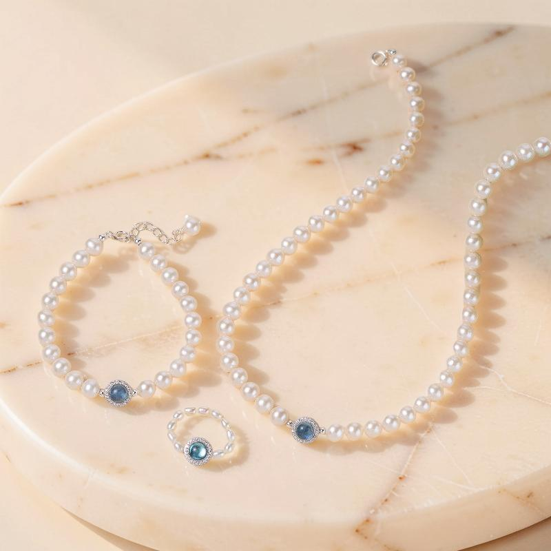 ATELIER-TIBET – Bracelet Perle et Aigue Marine – Harmonie Océanique, Argent