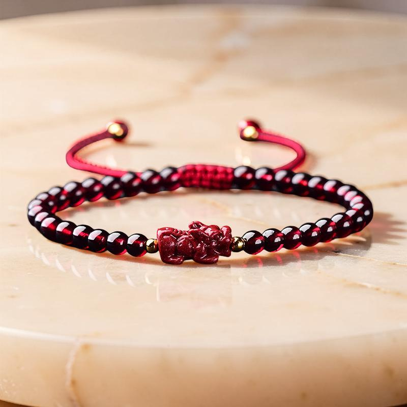 ATELIER-TIBET – Bracelet Pi Xiu en Cinabre et Grenat – Richesse