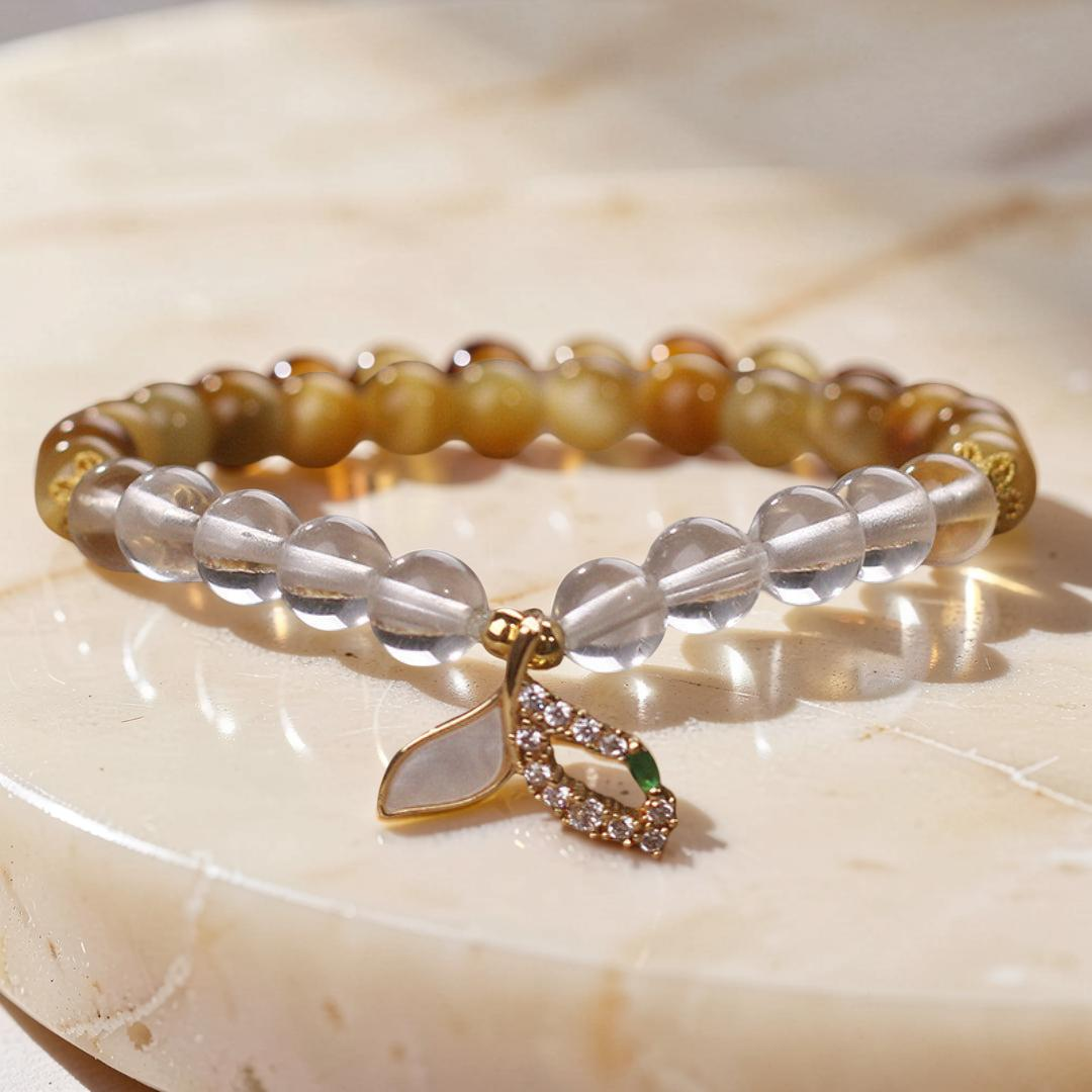ATELIER-TIBET – Bracelet Quartz Clair et Œil de Tigre – Éclat Sirène