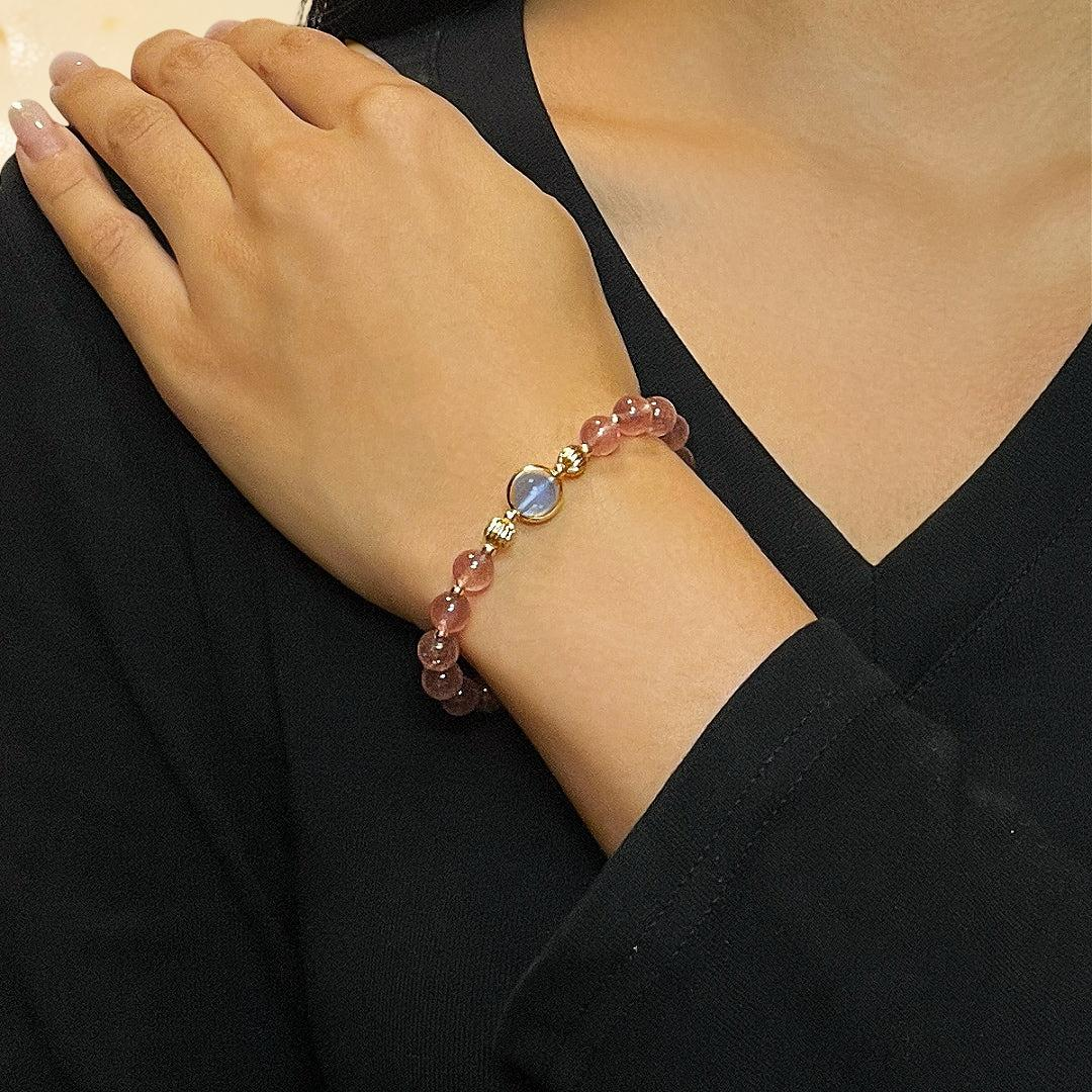 ATELIER-TIBET – Bracelet Quartz Fraise et Labradorite – Harmonie Lumineuse