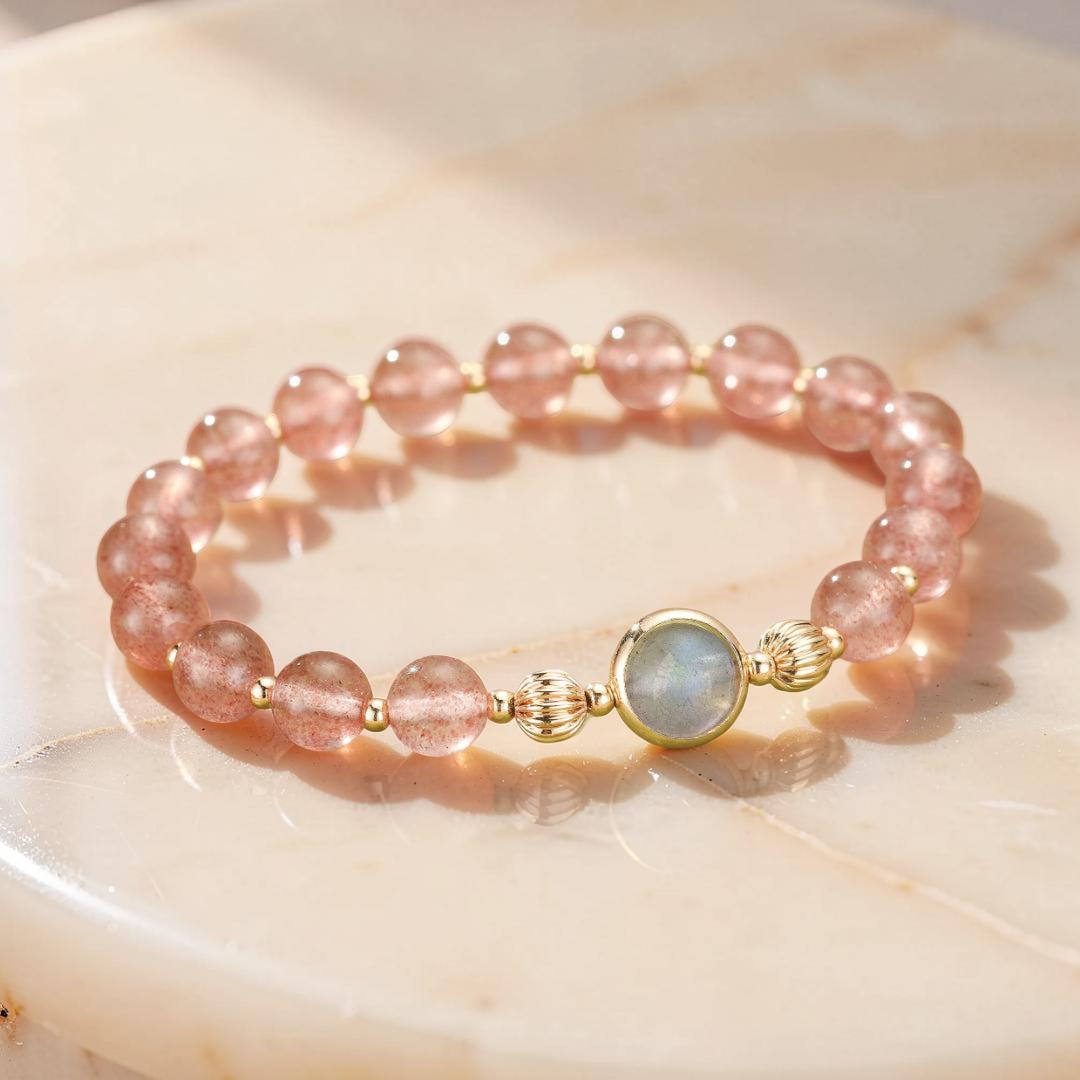 ATELIER-TIBET – Bracelet Quartz Fraise et Labradorite – Harmonie Lumineuse