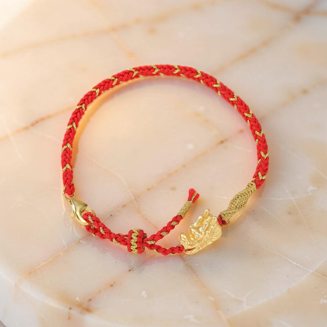 ATELIER-TIBET – Bracelet Rouge – Dragon Eternel, Fil Rouge