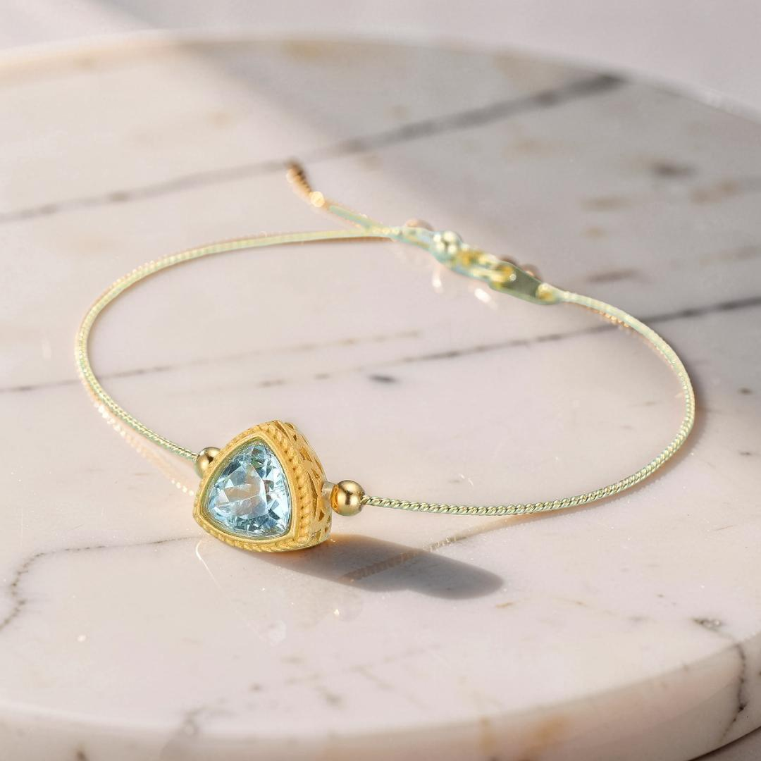 ATELIER-TIBET – Bracelet Topaze – Trilogie Céleste, Argent Plaqué Or