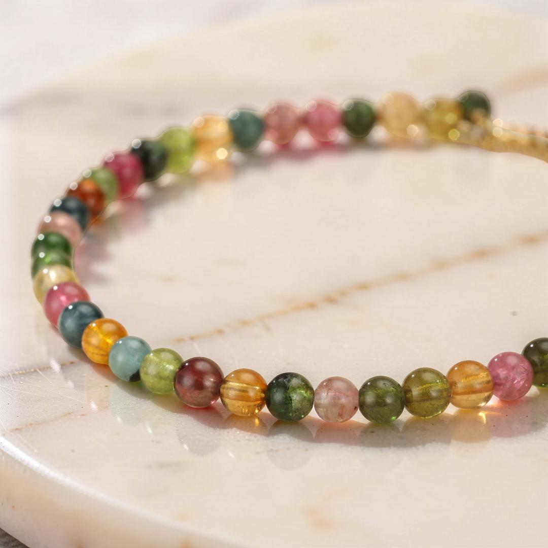 ATELIER-TIBET – Bracelet Tourmaline – Rêve d'Aurore, Plaqué Or 14k