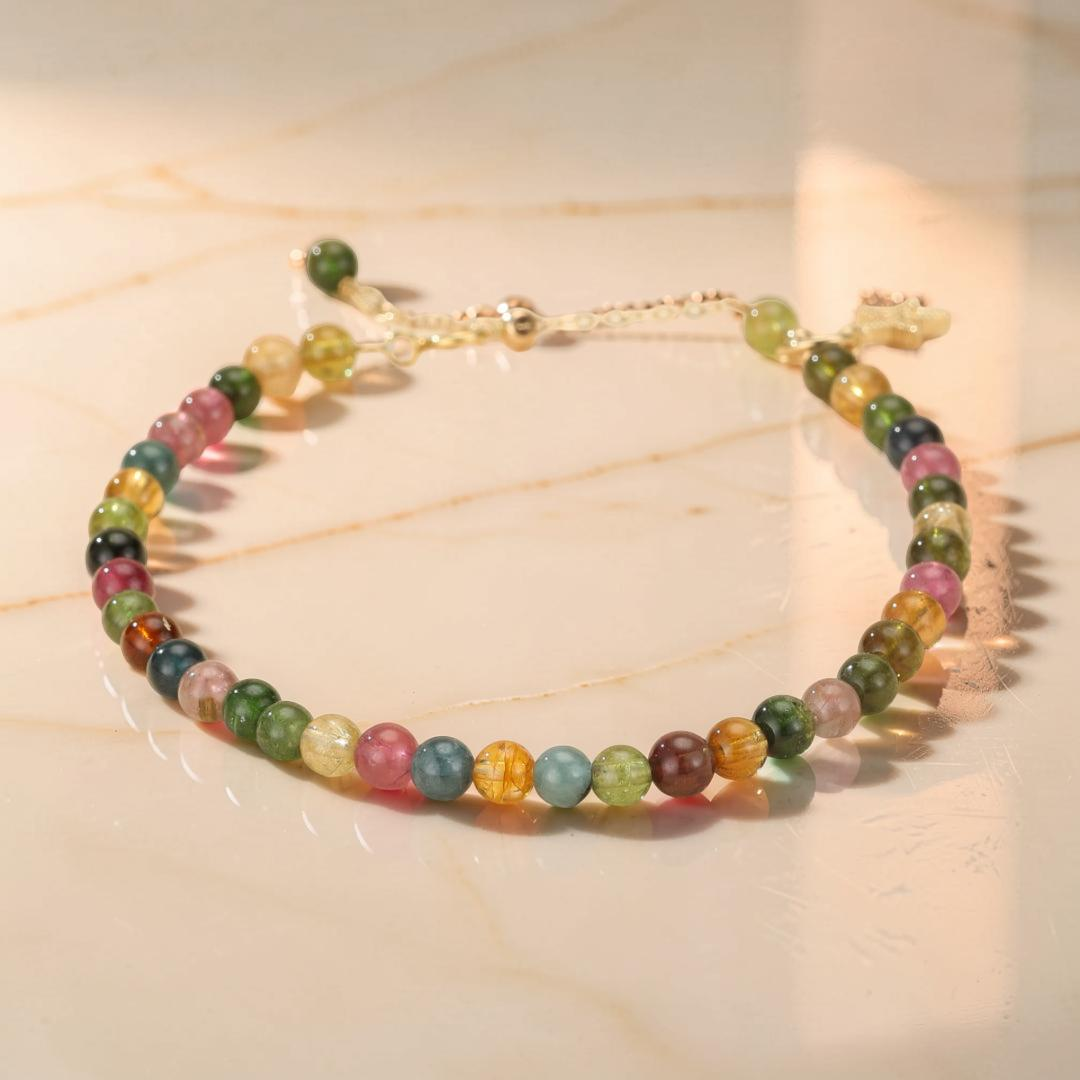 ATELIER-TIBET – Bracelet Tourmaline – Rêve d'Aurore, Plaqué Or 14k