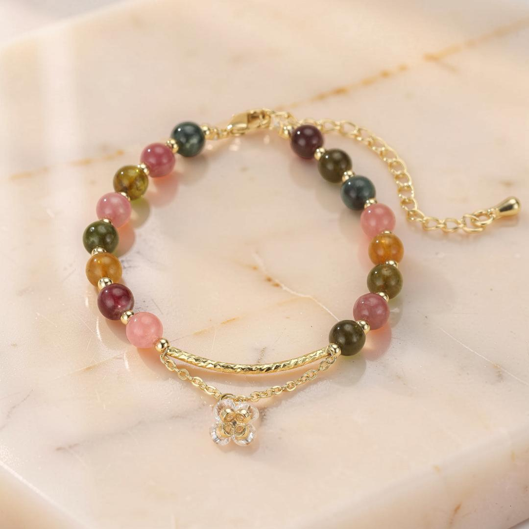 ATELIER-TIBET – Bracelet Tourmaline – Rose Éternelle